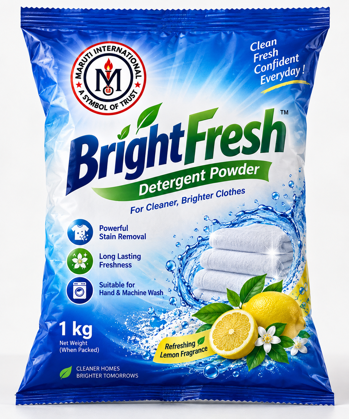 Brightfresh Detergent Powder 1kg Pouch Export
